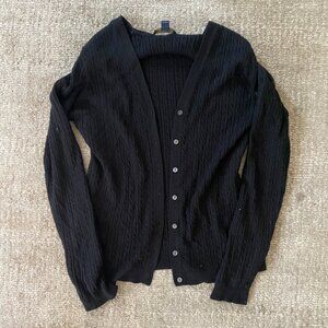 Brooks Brothers black ribbed cardigan